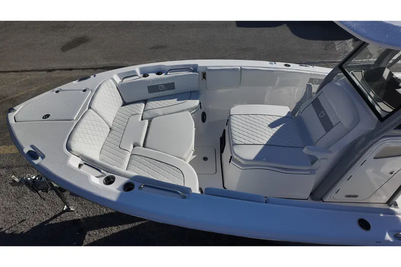 Slide: The Image of 2026 Sea Fox 268 Commander boat interior with cushioned seating and modern design. - 22