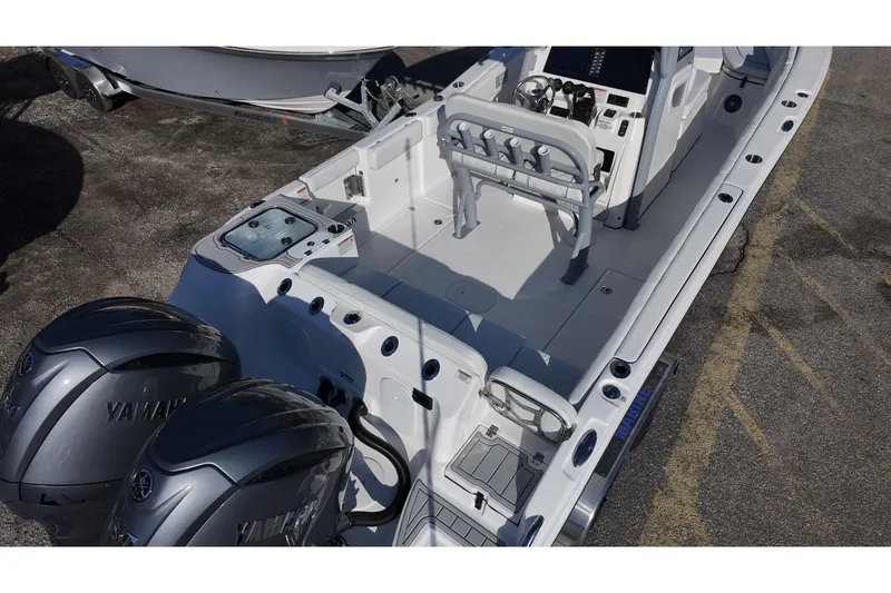 Slide: The Image of 2026 Sea Fox 268 Commander boat with dual Yamaha engines, featuring spacious deck and modern controls. - 5