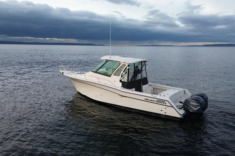 The Image of 2017 Grady-White Express 330 boat on calm water under cloudy sky. - 1