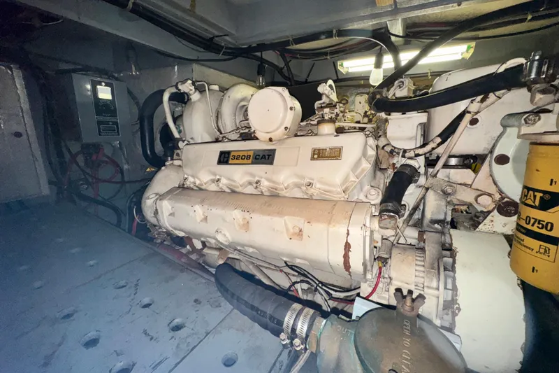 Slide: The Image of Engine room of 1987 Californian 43 Cockpit MY with CAT 3208 engine. - 26