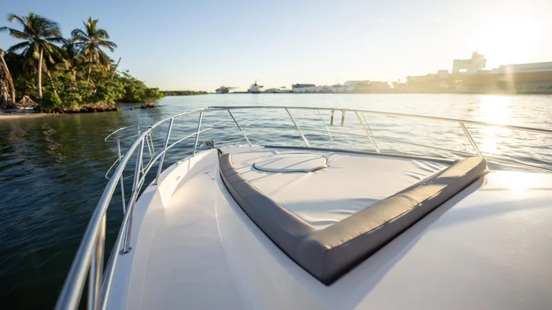 Slide: The Image of Luxury SeaWell 290XL yacht cruising near tropical island, 2025 model. - 10