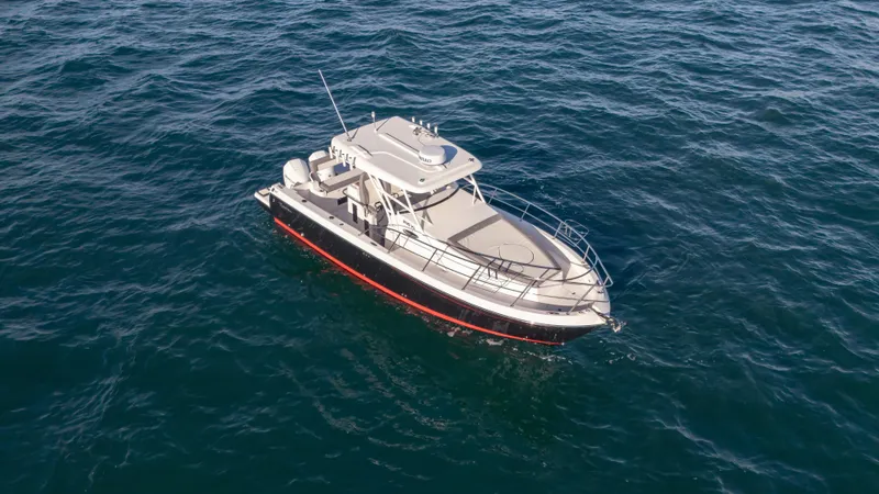 Slide: The Image of Aerial view of 2025 SeaWell 290XL boat on open water. - 16