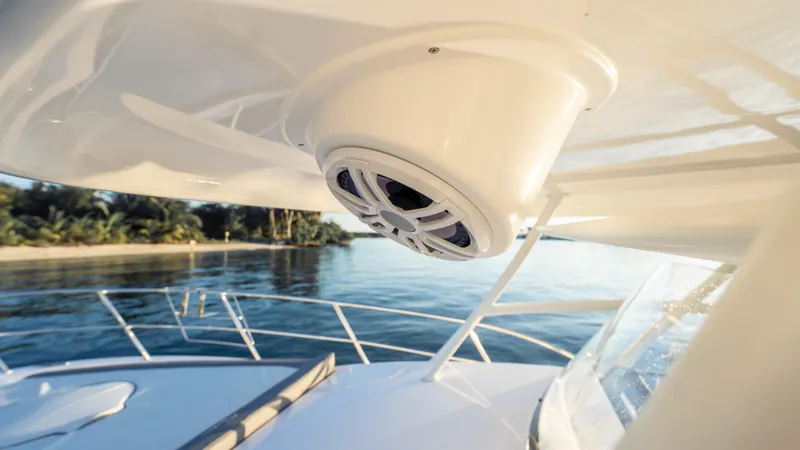 Slide: The Image of Luxury SeaWell 290XL yacht with speaker, ocean view, 2025 model. - 42