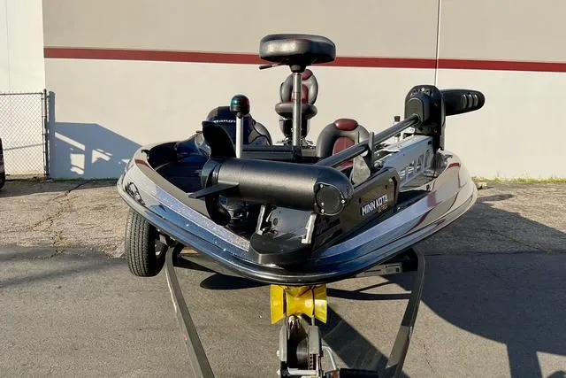 Slide: The Image of 2008 Ranger 188 VX boat on trailer, featuring Minn Kota trolling motor. - 8
