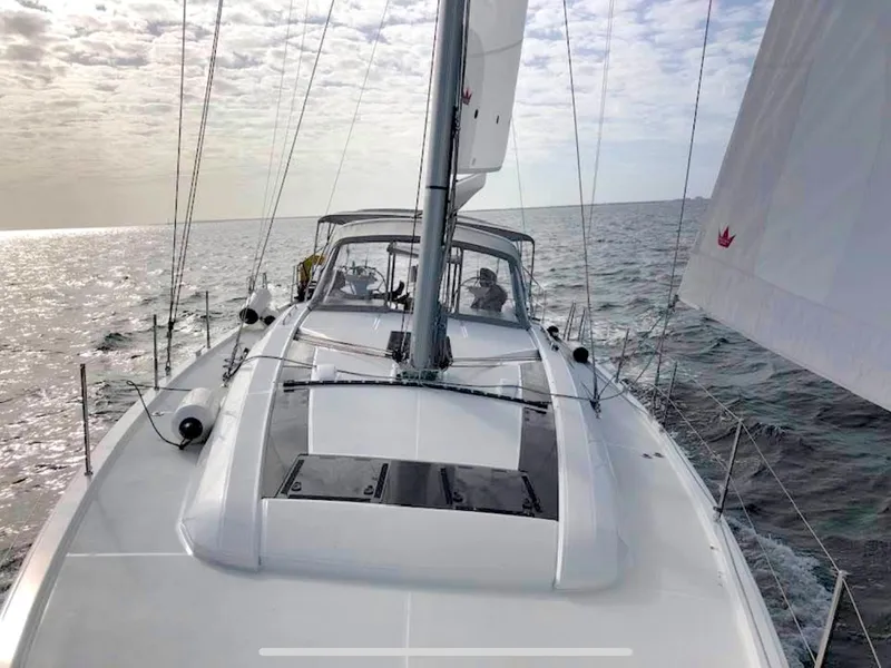 Slide: The Image of 2020 Beneteau 51.1 Bow to Stern under Sail - 26