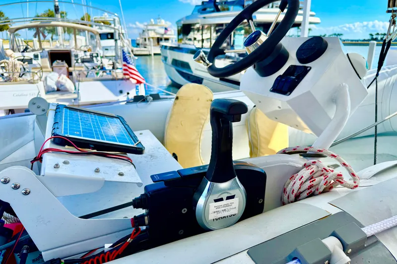 Slide: The Image of Cockpit of 2020 Beneteau Oceanis 51.1 yacht with steering wheel and control panel. - 37