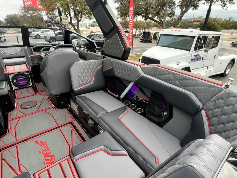 Slide: The Image of Luxurious interior of 2026 Tigé 24RZX boat with modern seating and stylish design. - 22