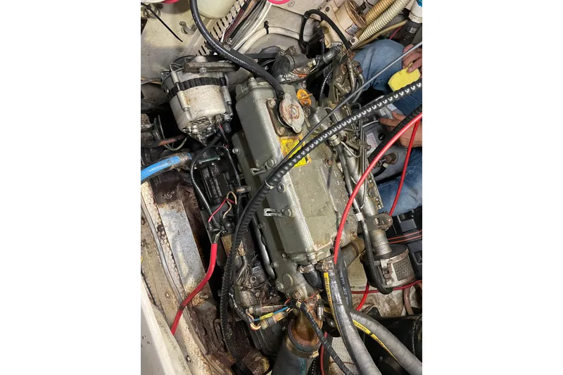 Slide: The Image of 1987 Morgan Classic 41 engine with visible wiring and components. - 17