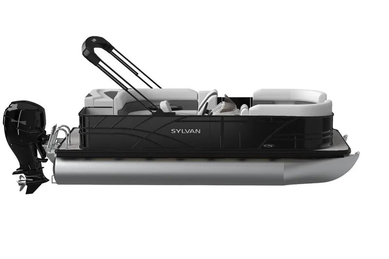 The Image of 2026 Sylvan Mirage 8520 Cruise pontoon boat, black exterior, side view. - 1