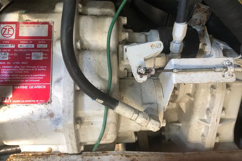 Slide: The Image of Marine gearbox of a 1990 Sea Ray 440 Express, featuring ZF transmission components. - 30