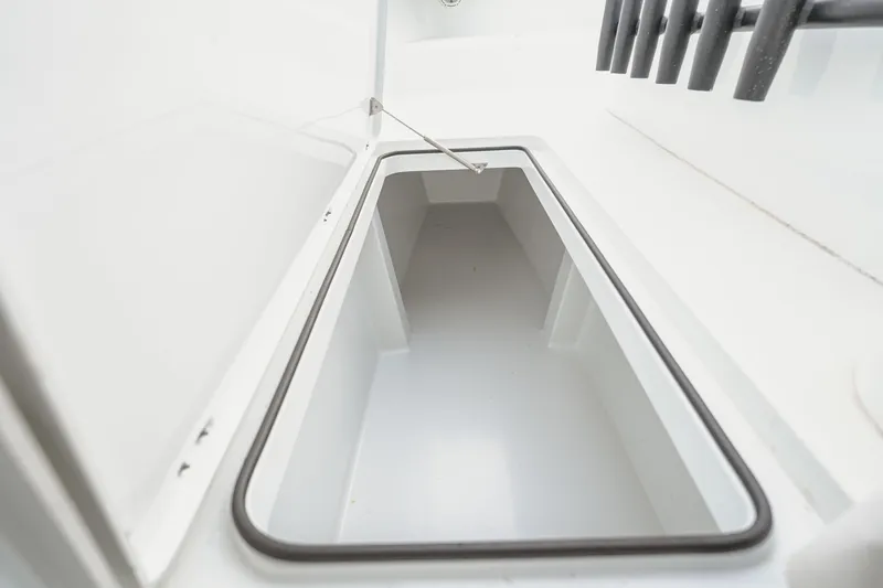Slide: The Image of Storage compartment of 2018 Freeman 37 VH boat, featuring a spacious interior design. - 30