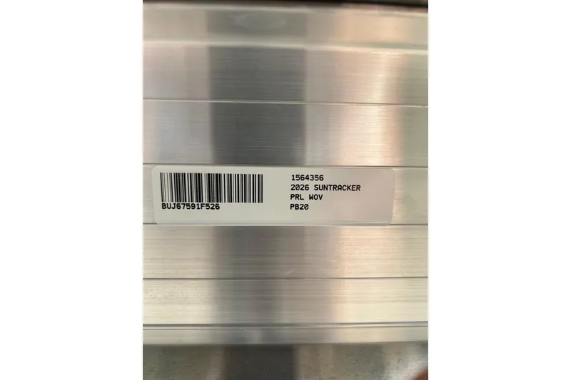 Slide: The Image of Barcode label on 2026 Sun Tracker Party Barge 20 Classic Series boat. - 10