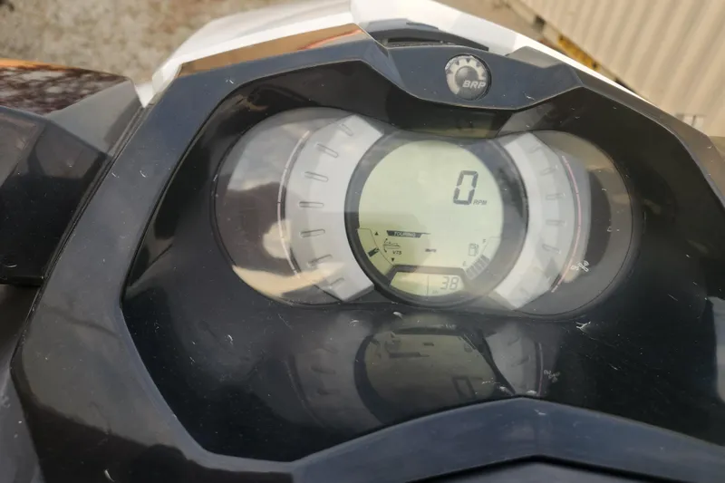 Slide: The Image of Dashboard of a 2017 Sea-Doo GTI SE 130 showing speedometer and controls. - 9