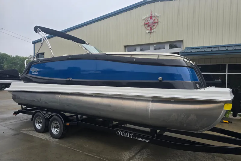 Slide: The Image of 2016 Marker One ML4 pontoon boat on trailer at Lake Viking Marine. - 4