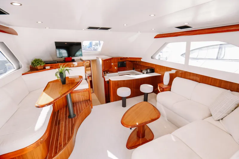 Slide: The Image of Luxurious interior of 2013 Viking 42 Convertible yacht with modern furnishings and elegant design. - 12