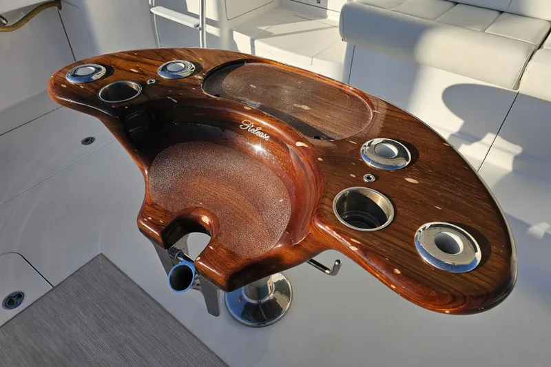 Slide: The Image of Luxurious wooden helm station on 2013 Viking 42 Convertible yacht. - 18