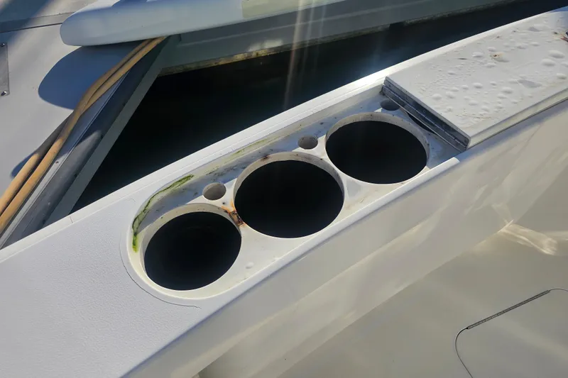 Slide: The Image of Cup holders on a 2013 Viking 42 Convertible boat deck. - 21
