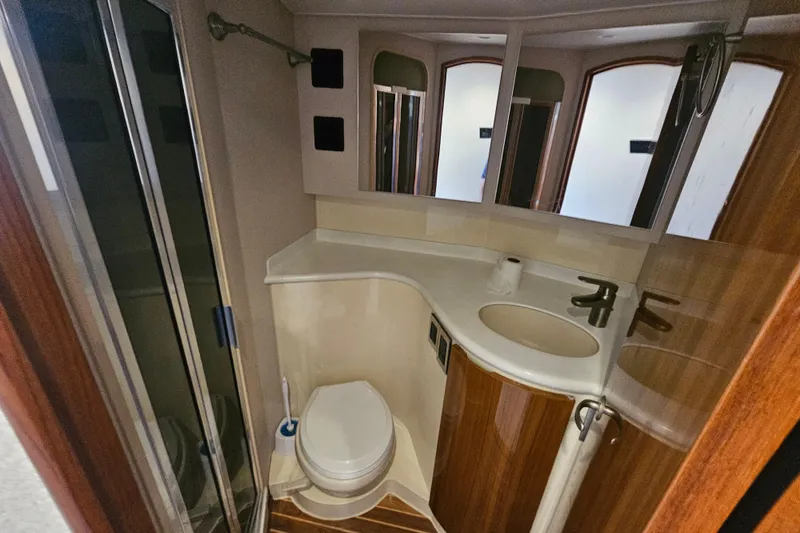 Slide: The Image of Bathroom interior of 2013 Viking 42 Convertible yacht with modern fixtures. - 39