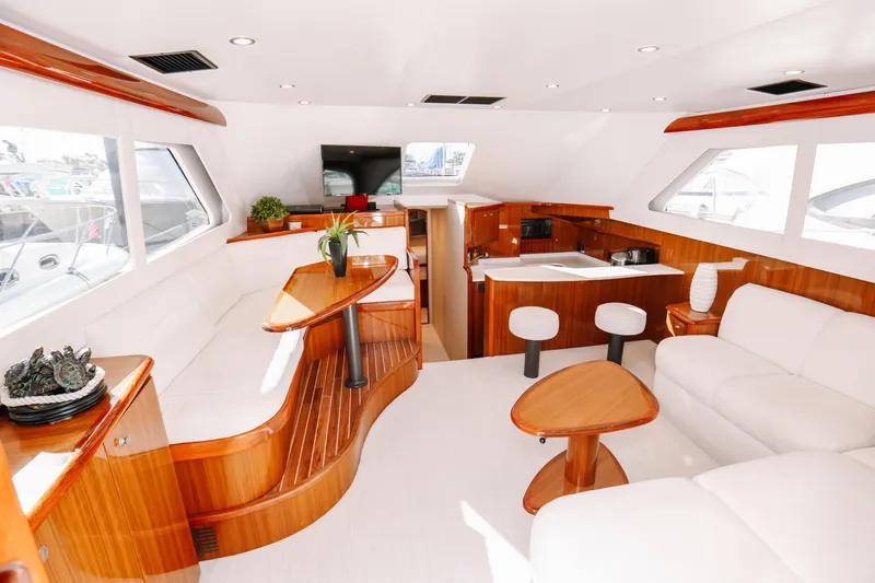 Slide: The Image of Luxurious interior of 2013 Viking 42 Convertible yacht with modern furnishings and elegant design. - 8