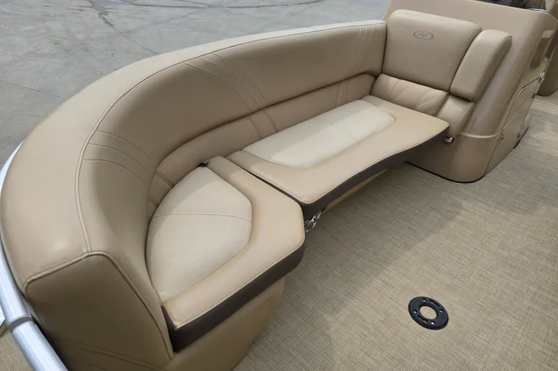 Slide: The Image of Luxurious beige seating on 2017 Harris Solstice 240 pontoon boat. - 15