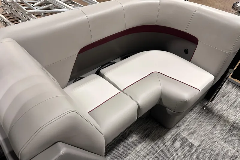 Slide: The Image of Luxurious seating on 2025 Qwest 18 XRE Cruise boat, featuring elegant upholstery and modern design. - 8
