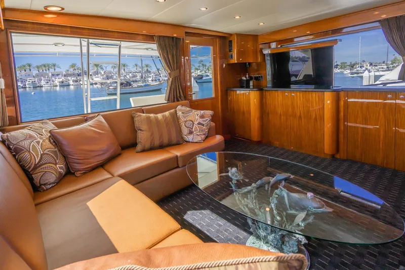 Slide: The Image of Control panel of a 1991 Hatteras 58 Convertible yacht with navigation display. - 9