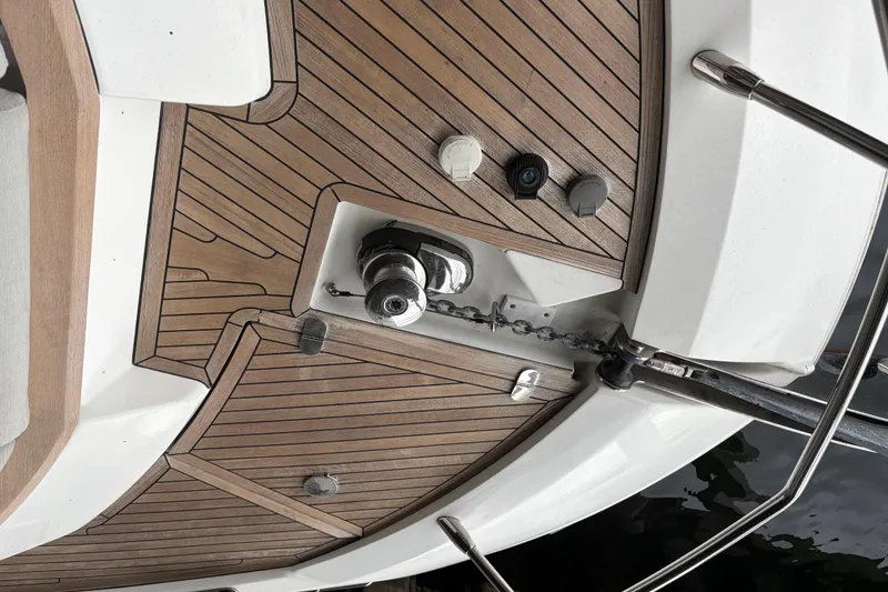 Slide: The Image of Teak deck of 2020 Azimut 55 yacht with anchor chain and fittings. - 26