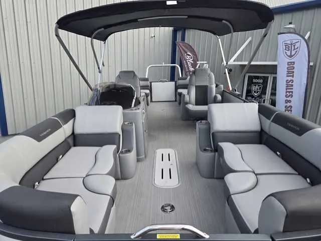 Slide: The Image of 2020 Veranda VTX22RC pontoon boat with spacious seating and canopy. - 9