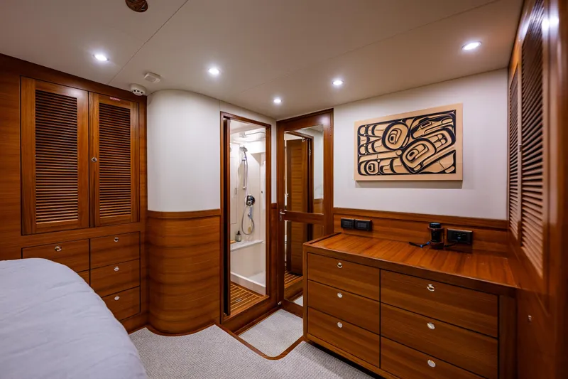 Slide: The Image of Luxurious interior of Fleming 55 Pilothouse yacht, year 2027. - 64