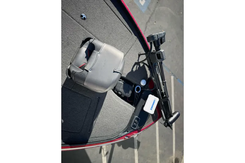 Slide: The Image of Overhead view of 2023 Nitro Z18 boat interior with seat and equipment. - 13