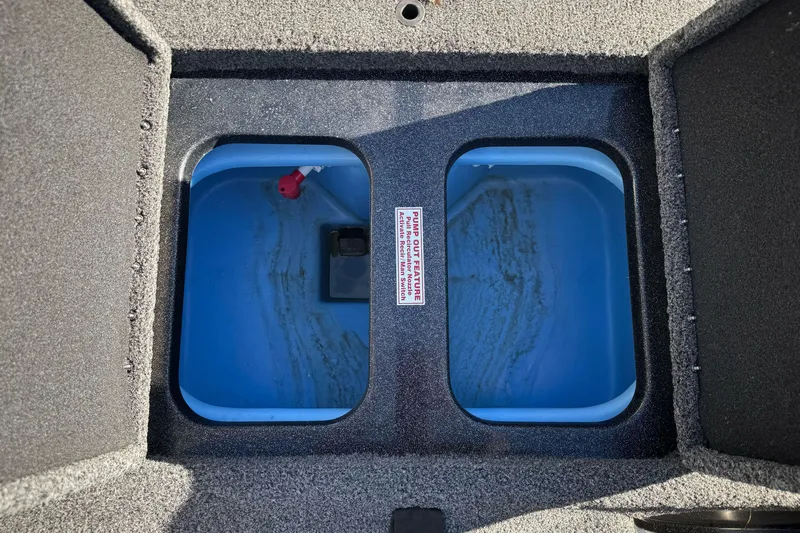 Slide: The Image of 2023 Nitro Z18 boat livewell compartments with pump-out feature. - 20