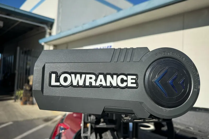 Slide: The Image of Lowrance device on 2023 Nitro Z18 boat, outdoor setting. - 6