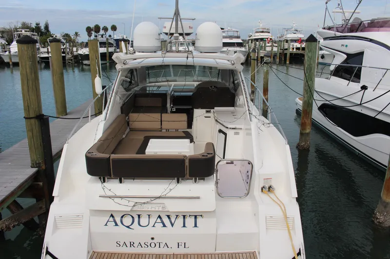 Slide: The Image of 2017 Galeon 385 HTS yacht docked in Sarasota, Florida marina. - 1