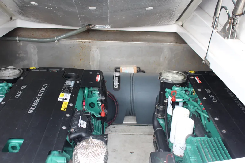 Slide: The Image of Engine compartment of 2017 Galeon 385 HTS with Volvo Penta D6-370 engines. - 26