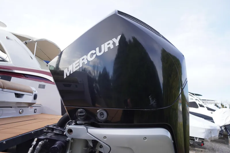 Slide: The Image of 2020 Aviara AV32 OB with Mercury outboard engine, docked at marina. - 4