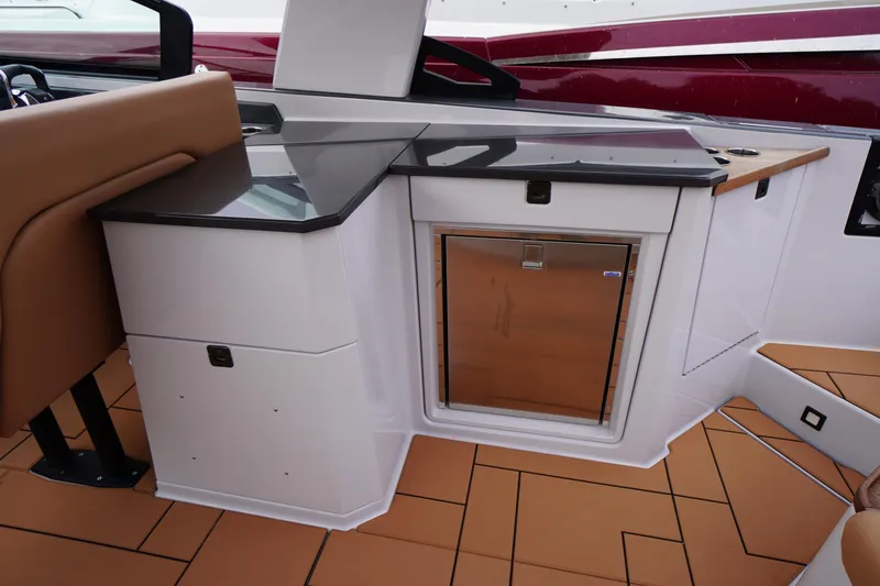Slide: The Image of 2020 Aviara AV32 OB boat interior with sleek kitchenette and modern design. - 41