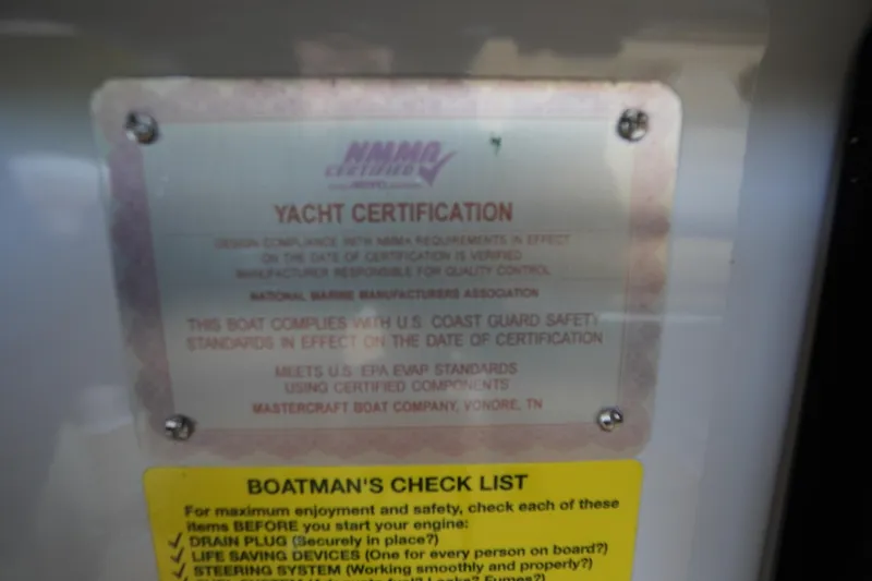 Slide: The Image of Yacht certification plaque on 2020 Aviara AV32 OB, highlighting safety compliance and checklist. - 72