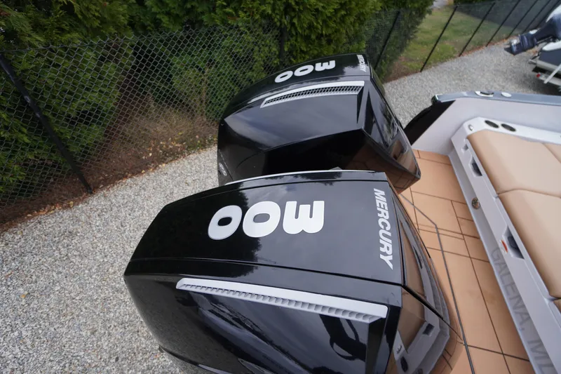 Slide: The Image of 2020 Aviara AV32 OB boat with twin Mercury 300 outboard engines. - 75