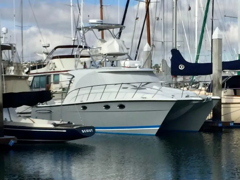 Slide: The Image of 2006 Glacier Bay 3480 Ocean Runner yacht docked in a marina. - 7