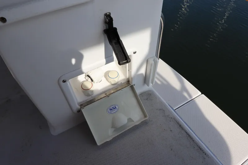 Slide: The Image of Outdoor shower controls on a 2011 Catalina 355 sailboat deck. - 13