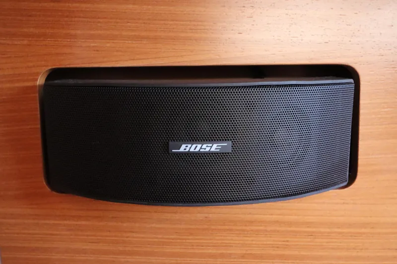Slide: The Image of Bose speaker mounted on wooden panel in Catalina 355, 2011 model. - 42