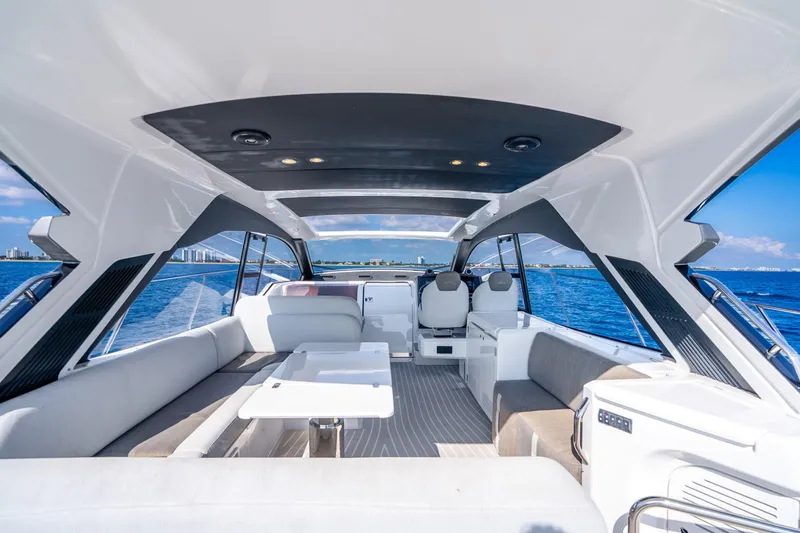 Slide: The Image of Luxurious interior of 2021 Azimut Atlantis 51 yacht with ocean view. - 20