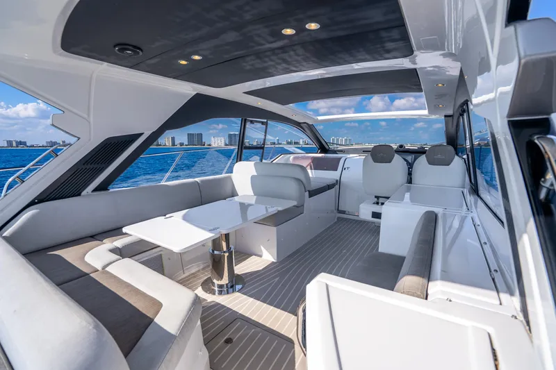 Slide: The Image of Luxurious interior of 2021 Azimut Atlantis 51 yacht with ocean view. - 21