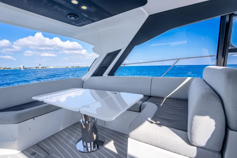 Slide: The Image of Luxurious interior of 2021 Azimut Atlantis 51 yacht with ocean view. - 23