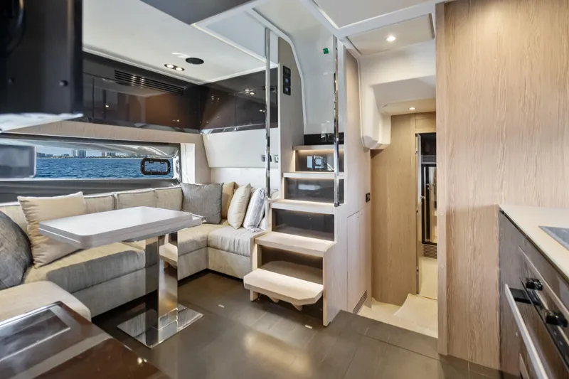 Slide: The Image of Luxurious interior of 2021 Azimut Atlantis 51 yacht with modern seating and elegant design. - 64