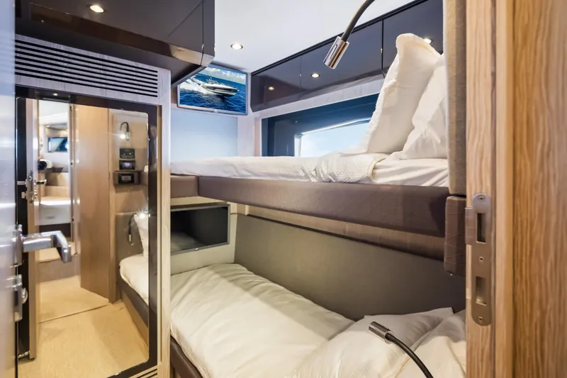 Slide: The Image of Interior of 2021 Azimut Atlantis 51 yacht with cozy bunk beds and modern design. - 70