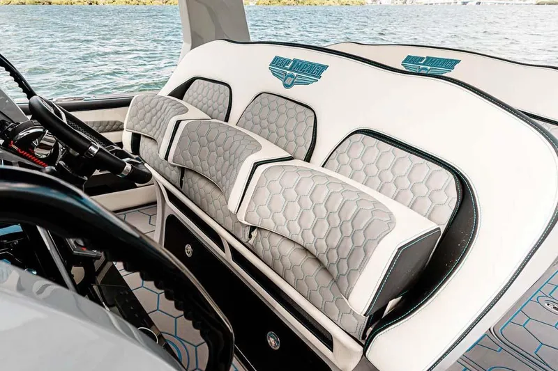 Slide: The Image of Luxury interior of 2027 Deep Impact 399 Fwd Cabin boat with stylish seating. - 8