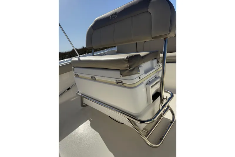 Slide: The Image of 2021 Key West 189 FS boat seat with integrated cooler and stainless steel frame. - 14