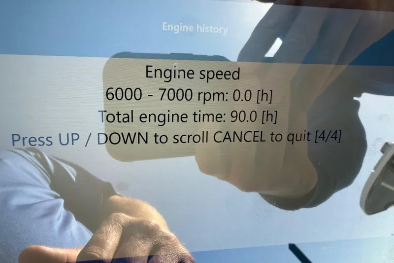 Slide: The Image of Display showing engine history for 2021 Key West 189 FS boat. - 19
