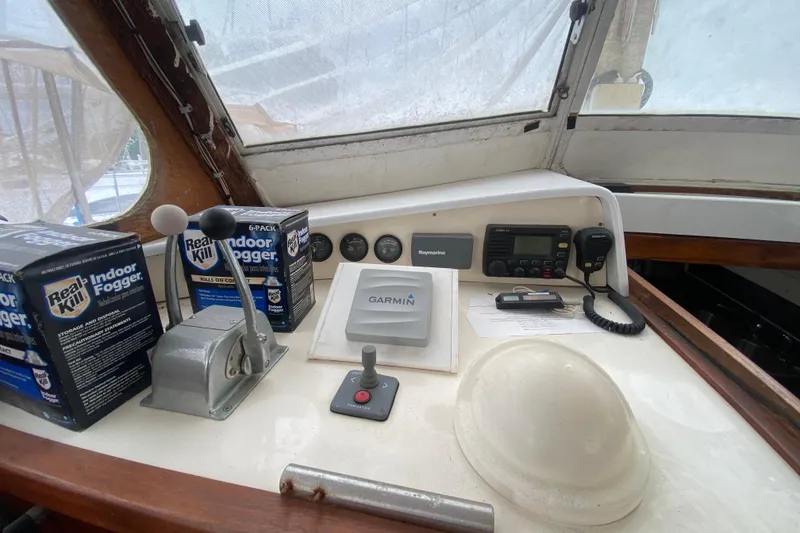 Slide: The Image of Interior of 1966 Vanguard Bermudian Sloop with navigation equipment and fogger boxes. - 20